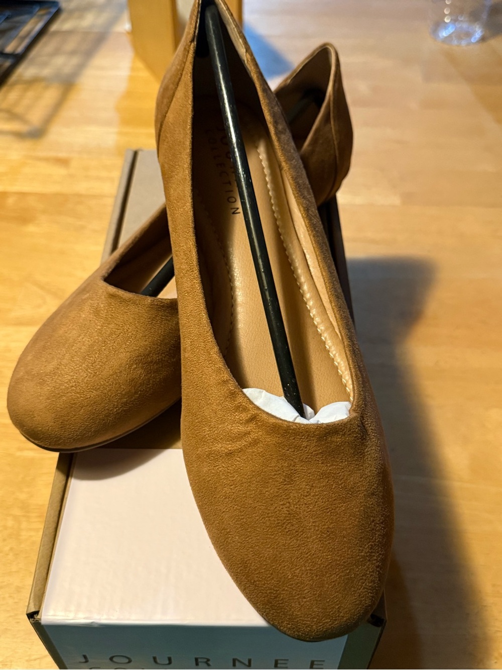 Journee Collection Cognac Suede Round-Toe Flats